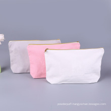 Blank cotton canvas custom logo makeup cosmetic bags